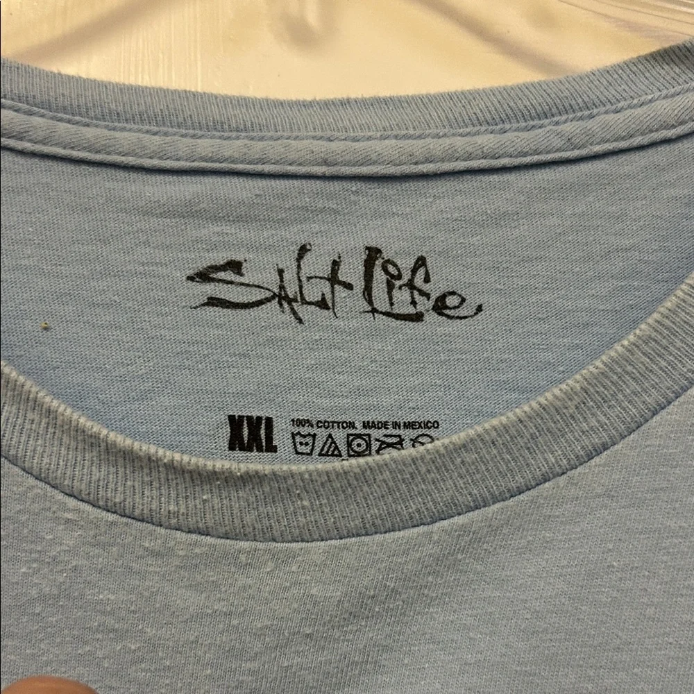 (👀3 For $20) Salt Life Men’s 2XL Light Blue Fishing Graphic Tee - Picture 2 of 3